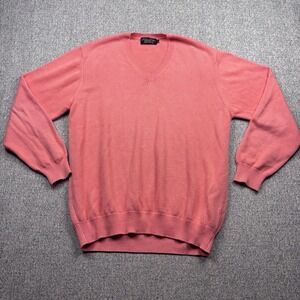 Vintage Brooks Brothers Makers Sea Island Cotton Sweater Mens XL Pink V Neck USA